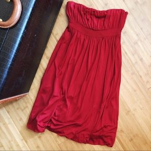 Flouncy silk strapless dress